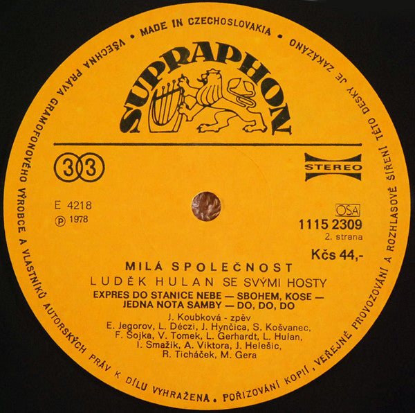 Luděk Hulan : Milá Společnost (LP, Album, RP)