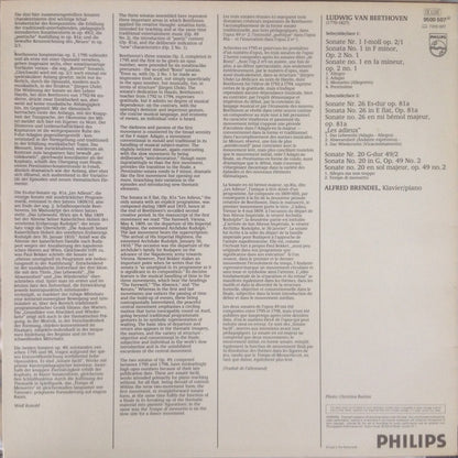 Alfred Brendel, Ludwig van Beethoven : Klaviersonaten/Piano Sonatas, Op. 2/1, Op. 81a, & Op. 49/2 (LP)