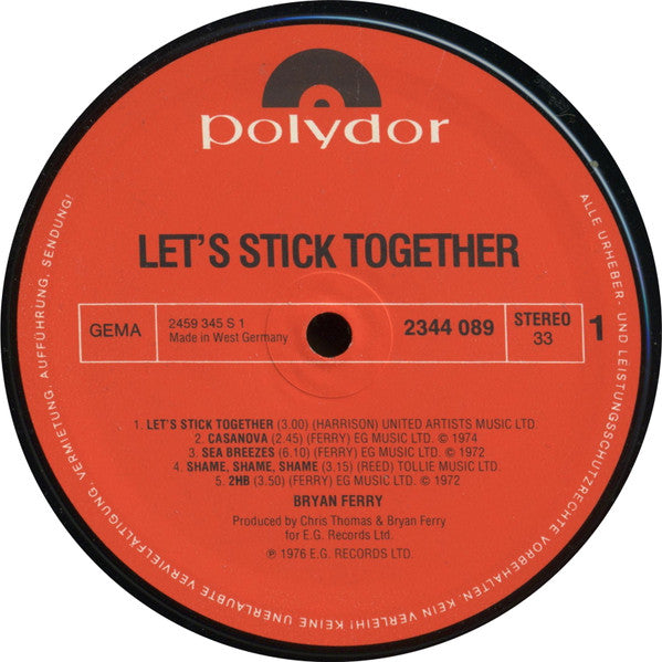 Bryan Ferry : Let's Stick Together (LP, Album, RE)