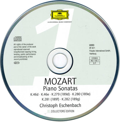 Wolfgang Amadeus Mozart, Christoph Eschenbach : The Piano Sonatas (5xCD, Comp, RE + Box, RE, Cla)