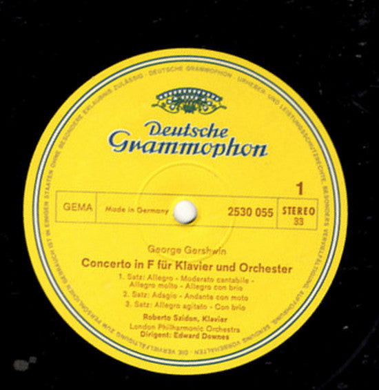 George Gershwin, Edward MacDowell - Roberto Szidon, London Philharmonic Orchestra, Edward Downes : Concerto In F / Concerto No. 2 In D Minor = D-moll (LP, RP)