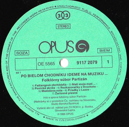 Folklórny Súbor Partizán : Po Bielom Chodníku Ideme Na Muziku... (LP, Album)