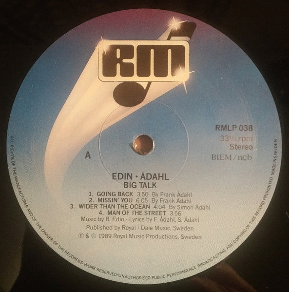 Edin-Ådahl : Big Talk (LP, Album)