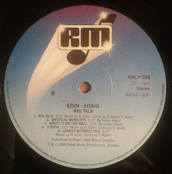 Edin-Ådahl : Big Talk (LP, Album)