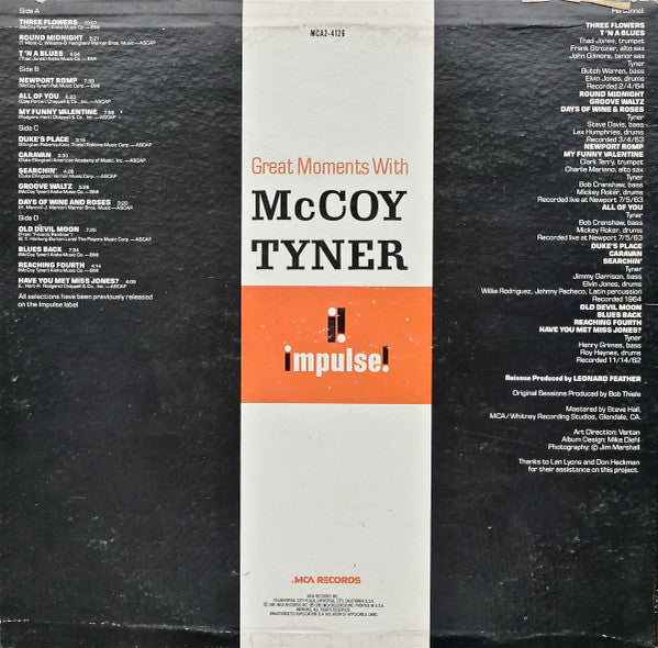 McCoy Tyner : Great Moments With McCoy Tyner (2xLP, Comp, Mono)