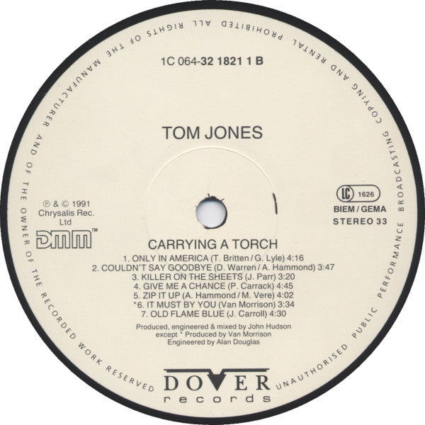 Tom Jones : Carrying A Torch (LP, Album)