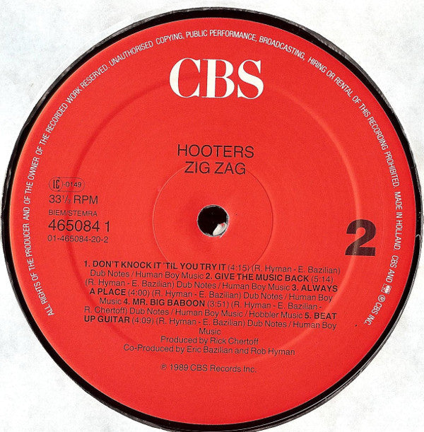 The Hooters : Zig Zag (LP, Album)