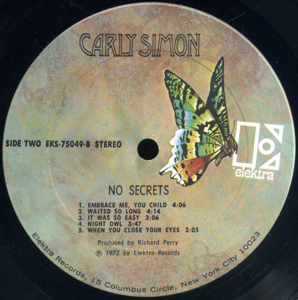 Carly Simon : No Secrets (LP, Album, San)