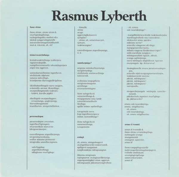 Rasmus Lyberth : Erningâ - Til Min Søn (LP, Album, Red)