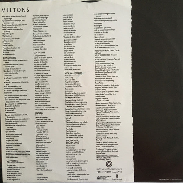 Milton Nascimento : Miltons (LP, Album)