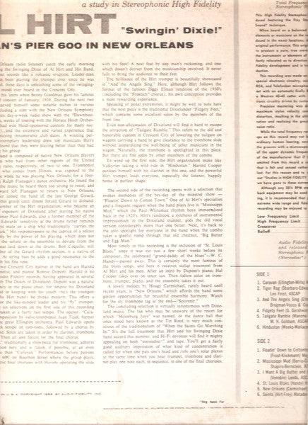 Al Hirt : Swingin' Dixie! (At Dan's Pier 600 In New Orleans) (LP, Album, Club)