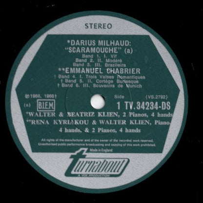 Darius Milhaud / Emmanuel Chabrier / Gabriel Fauré / Maurice Ravel : Scaramouche / Trois Valses Romantiques / "Dolly" Suite / "Mother Goose" Suite (LP)