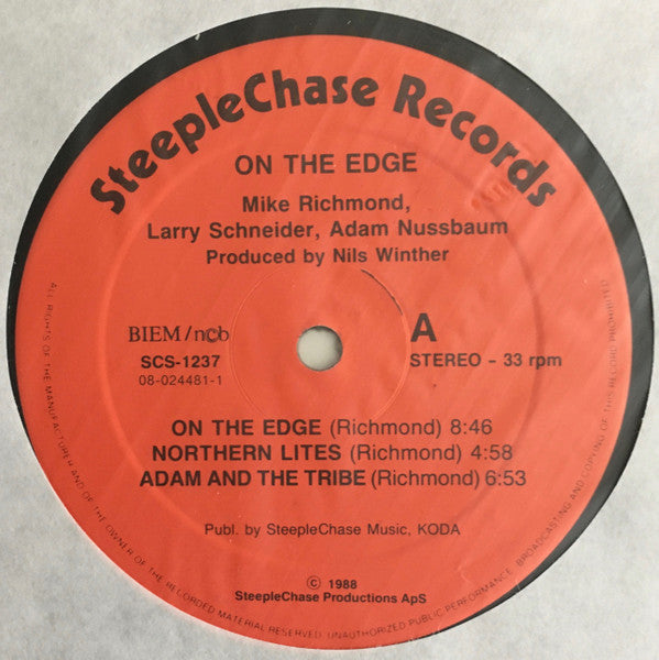 Larry Schneider / Adam Nussbaum / Mike Richmond : On The Edge (LP, Album)