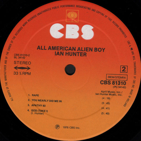 Ian Hunter : All American Alien Boy (LP, Album)