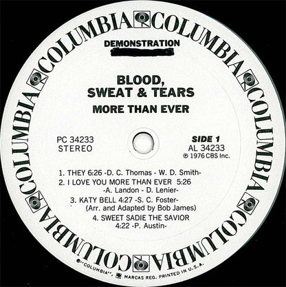 Blood, Sweat And Tears : More Than Ever (LP, Album, Promo)