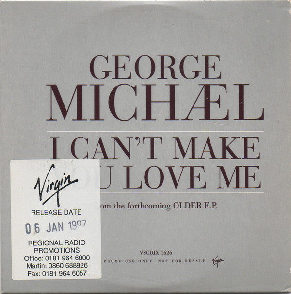 George Michael : I Can't Make You Love Me (CD, Single, Promo)