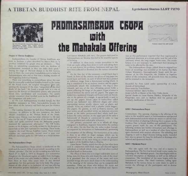 Unknown Artist : Padmasambava Chopa With The Mahakala Offering (LP)