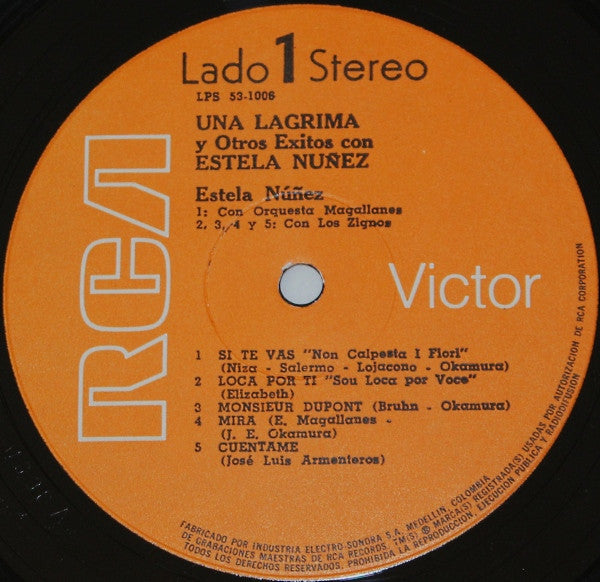 Estela Nuñez : Una Lagrima Y Otros Exitos Con Estela Nuñez (LP, Album)