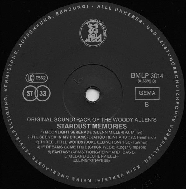 Various : Woody Allen's Stardust Memories (LP, Comp)