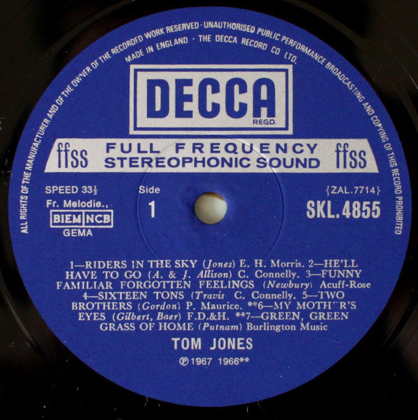 Tom Jones : Green, Green Grass Of Home (LP, Album, RE)