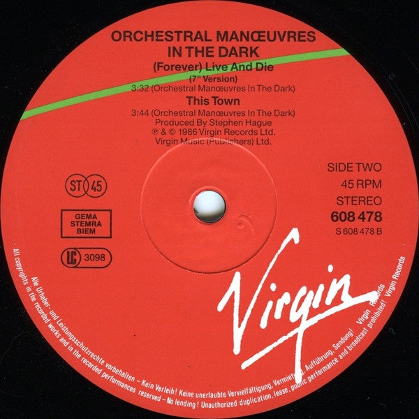 Orchestral Manoeuvres In The Dark : (Forever) Live And Die (Extended Remix) (12", Single)