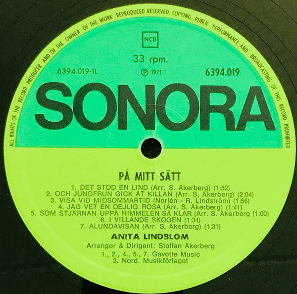 Anita Lindblom : På Mitt Sätt (LP, RE)