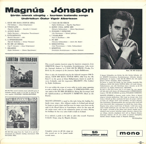 Magnús Jónsson (2) : Fjórtán Íslenzk Sönglög (LP, Album, Mono)