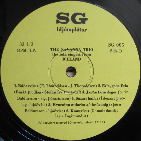 Savanna Tríóið : Icelandic Folk Songs And Minstrelsy - Þjóðlög Og Gamanvísur (LP, Album, Mono)