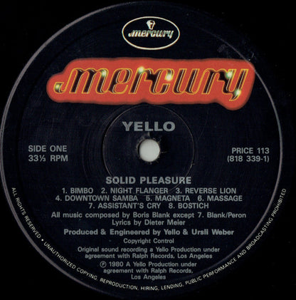 Yello : Solid Pleasure (LP, Album, RE)