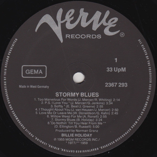 Billie Holiday : Stormy Blues (2xLP, Comp)