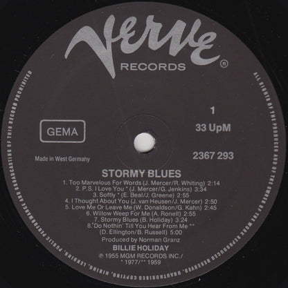 Billie Holiday : Stormy Blues (2xLP, Comp)