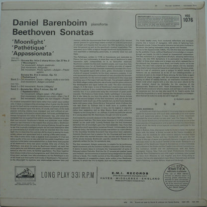 Daniel Barenboim : Beethoven Sonatas: Pathétique ・ Appassionata ・ Moonlight (LP, Album)