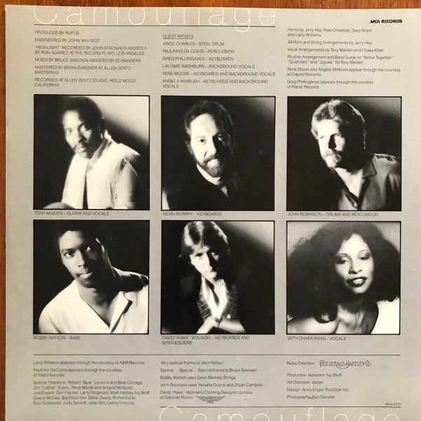 Rufus & Chaka Khan : Camouflage (LP, Album, Pin)