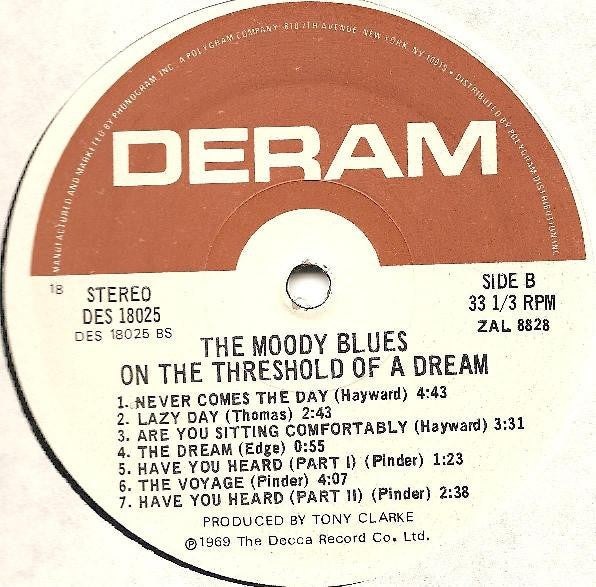 The Moody Blues : On The Threshold Of A Dream (LP, Album, RE, Pre)