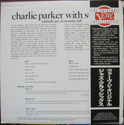 Charlie Parker With Strings : Midnight Jazz At Carnegie Hall (LP, Album, Mono, RE)