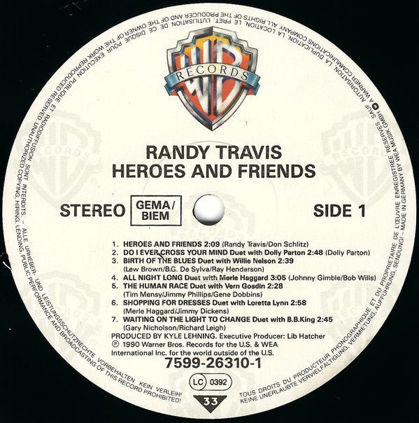 Randy Travis : Heroes And Friends (Duets) (LP, Album)