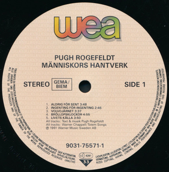 Pugh Rogefeldt : Människors Hantverk (LP, Album)