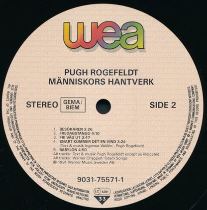 Pugh Rogefeldt : Människors Hantverk (LP, Album)