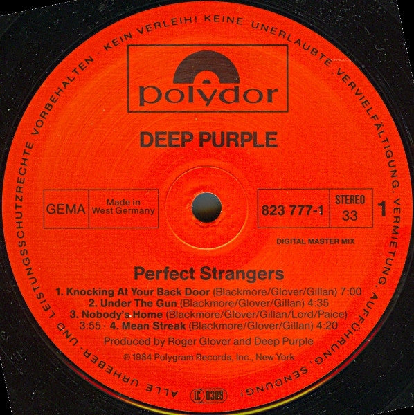 Deep Purple : Perfect Strangers (LP, Album, PRS)