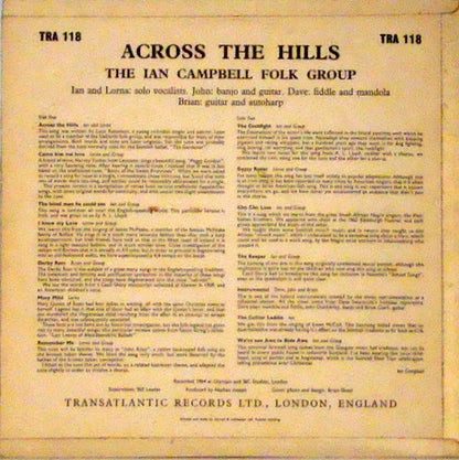 The Ian Campbell Folk Group : Across The Hills (LP, Album, Mono)
