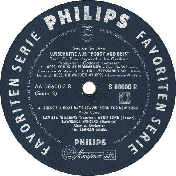 George Gershwin / Camilla Williams, Lawrence Winters : Ausschnitte Aus Porgy And Bess (10")