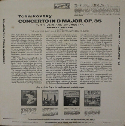 Pyotr Ilyich Tchaikovsky - Michèle Auclair, Tonkünstler Orchestra : Concerto In D Major, Op.35 (LP, Album)