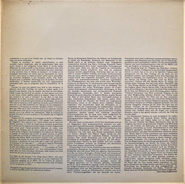 Igor Stravinsky - Leonard Bernstein, Tatiana Troyanos, René Kollo, Boston Symphony Orchestra : Oedipus Rex (LP, Gat)