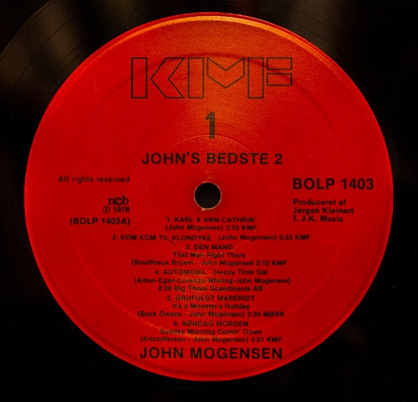 John Mogensen : John's Bedste 2 (LP, Comp, Red)