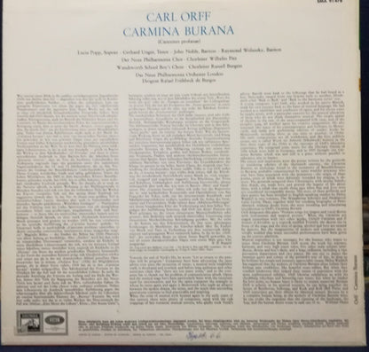 Carl Orff - Rafael Frühbeck De Burgos, Wilhelm Pitz, New Philharmonia Orchestra, Lucia Popp, Gerhard Unger, Raymond Wolansky, John Noble : Carmina Burana (LP)