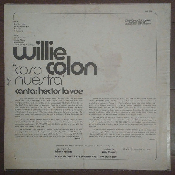 Willie Colón Canta: Hector Lavoe : Cosa Nuestra (LP, Album, RP)