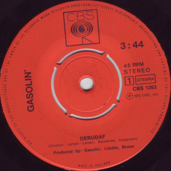 Gasolin' : Derudaf (7", Single)