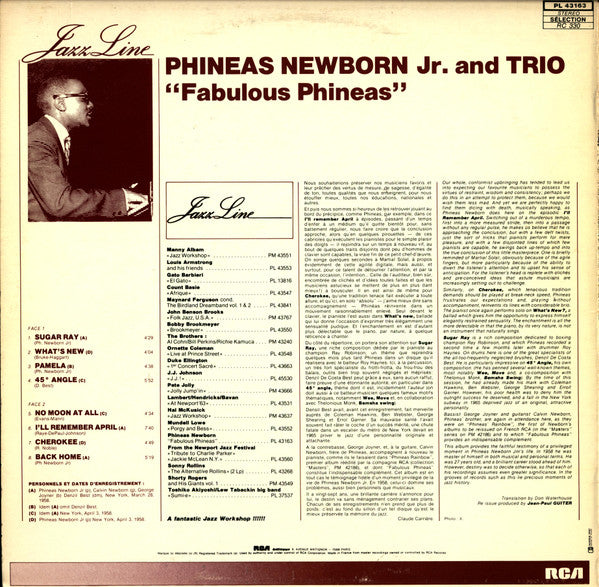 Phineas Newborn Trio : Fabulous Phineas (LP, Album, RE)