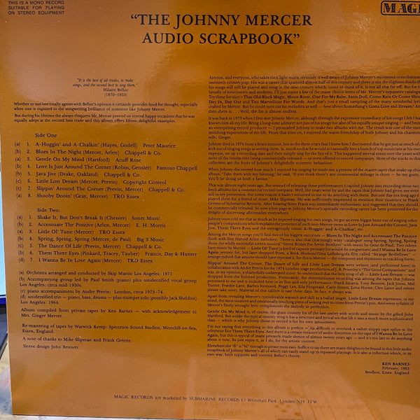 Johnny Mercer : Audio Scrapbook (LP, RE)