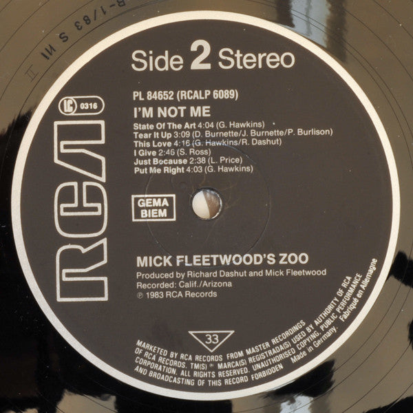 Mick Fleetwood's Zoo : I'm Not Me (LP, Album)